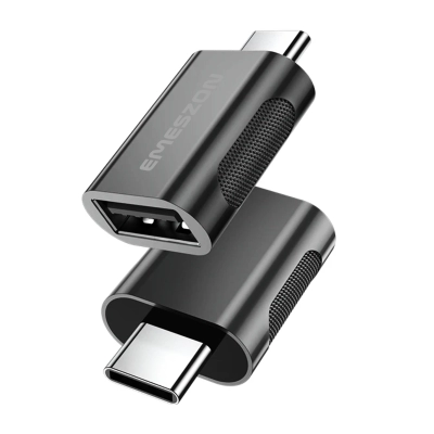 Adaptor cablu Conversie OTG USB 3.1 la Type-C, Emeszon®, transfer date pana la 10Gbps, aliaj zinc, converteste USB Type C, negru