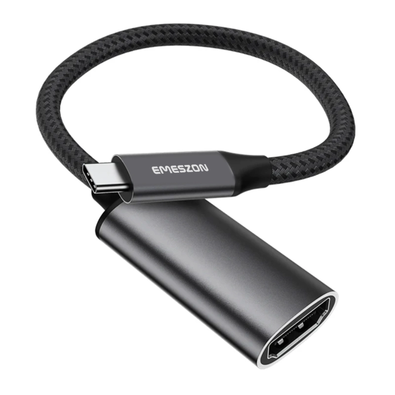 Adaptor USB Type-C la HDMI 4K 60Hz, Emeszon®, converteste USB 3.1 OTG USB-C la HDMI pentru telefon, TV, laptop, PC, negru