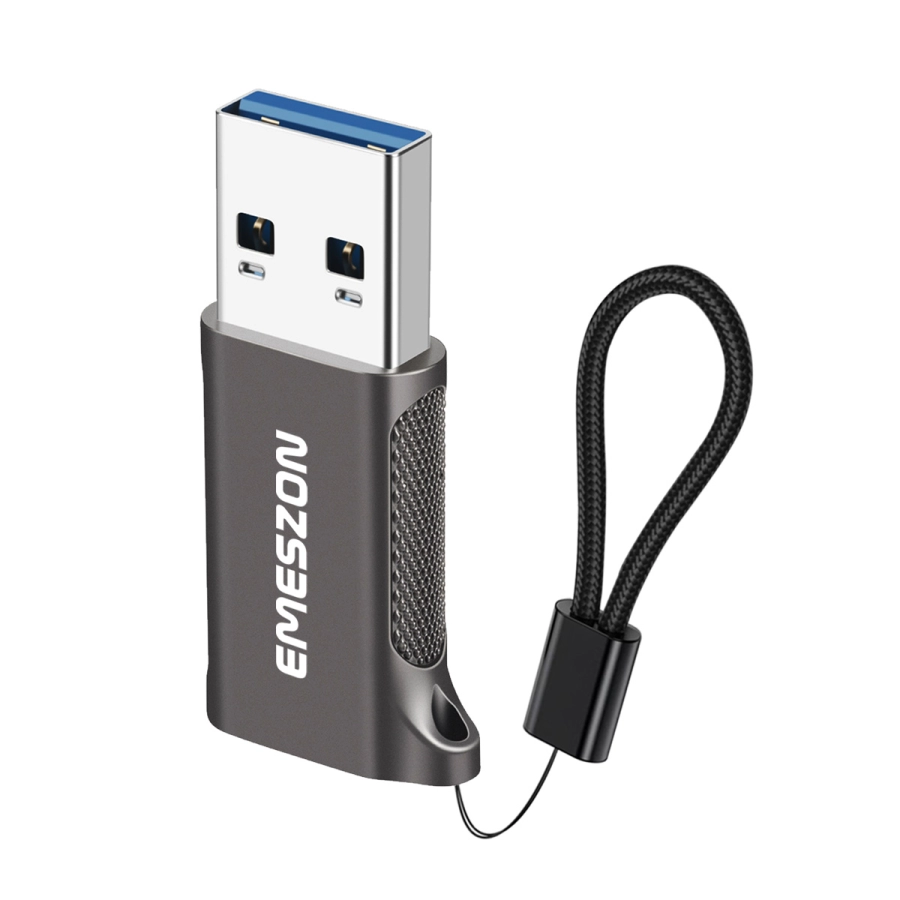 Adaptor cablu Type-C, Emeszon®, Converteste OTG Type-C sau USB-C la USB 3.2, transfer date pana la 10 Gbps, aliaj zinc, gri