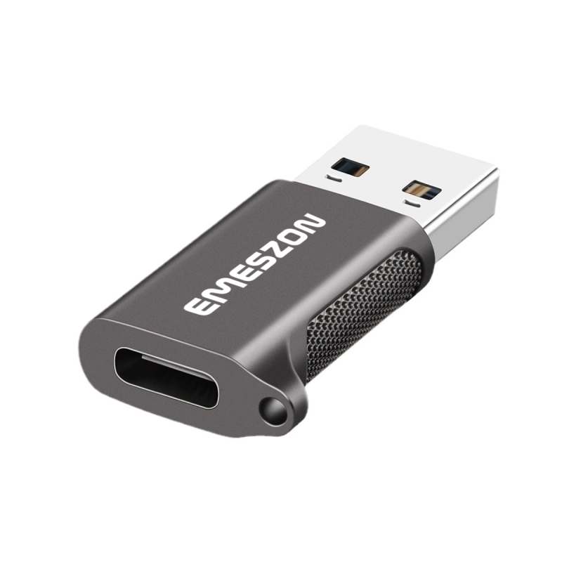 Adaptor cablu Type-C, Emeszon®, Converteste OTG Type-C sau USB-C la USB 3.2, transfer date pana la 10 Gbps, aliaj zinc, gri