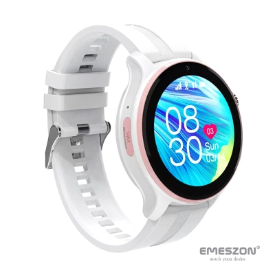 Ceas inteligent SmartWatch SIM 4G LTE Emeszon® A22, localizare Copii si Adulti prin GPS, Apel Video, IP67, SOS, LBS, Wi-Fi, Alb