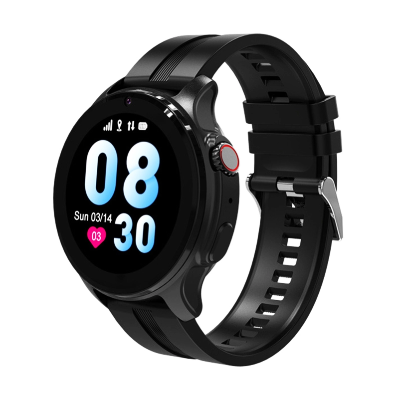 Ceas inteligent SmartWatch SIM 4G LTE Emeszon® A22, localizare Copii si Adulti prin GPS, Apel Video SOS, IP67, LBS, Wi-Fi, Negru