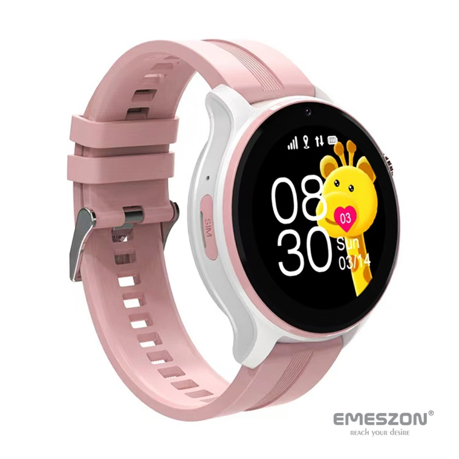 Ceas inteligent SmartWatch SIM 4G LTE Emeszon® A22, localizare Copii si Adulti prin GPS, Apel Video, IP67, SOS, LBS, Wi-Fi, Roz