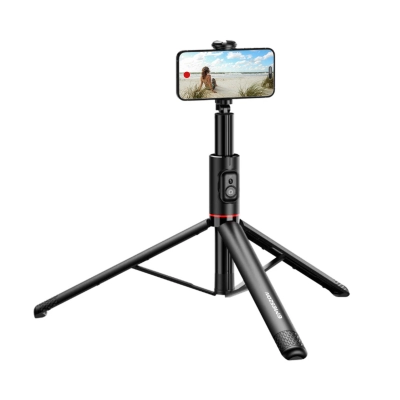 Selfie Stick Telescopic Profesional cu Trepied - Monopied, Emeszon® C10, Lungime 36.5 - 183 cm, Telecomanda Bluetooth, Negru