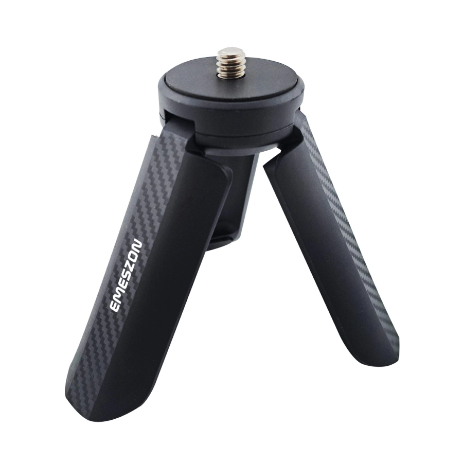 Trepied Mini TM-01 EMESZON®, filet 1/4 inch, model fibra carbon, compatibil cu multiple accesorii pentru Foto si Video, negru