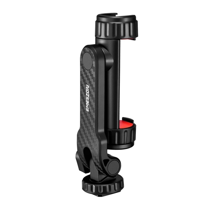 Suport Telefon cu Filet 1/4 Montura Cold Shoe + Trepied mini TM-02, EMESZON®, Rotativ 360°, Selfie stick si Trepied, negru