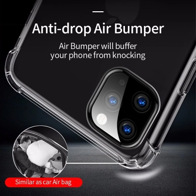 Husa bumper pentru telefon iPhone 11, Usams, din Silicon, cu dubla protectie Antisoc, transparenta