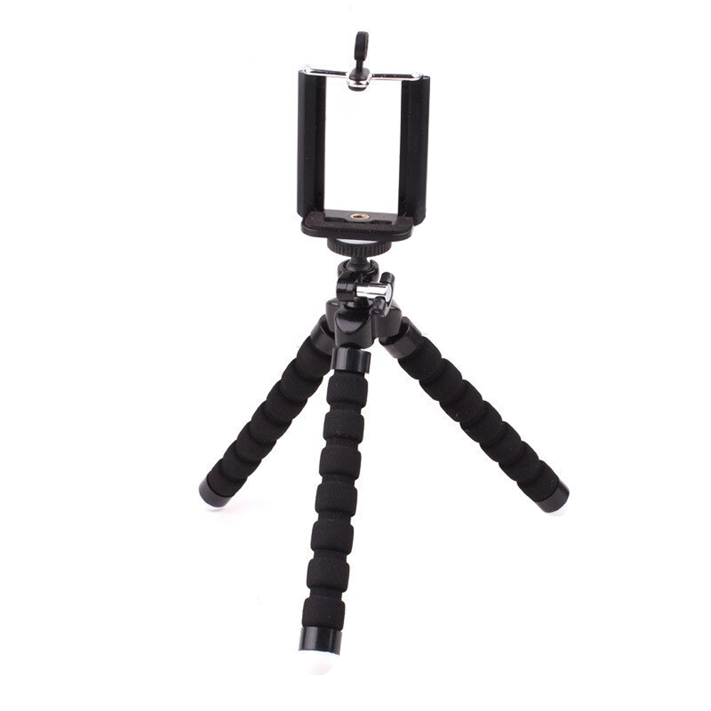 Trepied flexibil ajustabil pentru telefon, GoPro, Smartphone, Tableta, camera foto, camera cu cap rotativ si de actiune, Negru