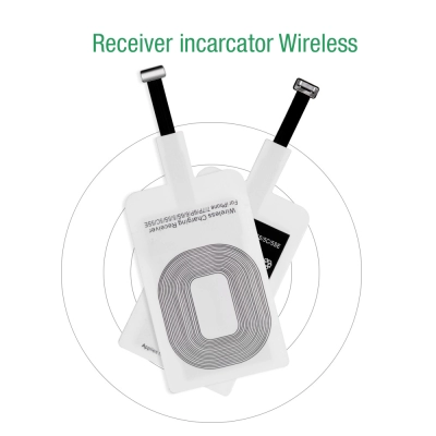 Incarcator Wireless Receiver iPhone, Envisage, Receiver Wireless 5V 1A, compatibil cu iPhone, model SGQ1, incarcare telefon, alb