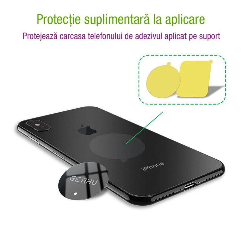 Suport auto Getihu cu magnet pentru telefoane mobile si tablete pana in 7 inch, Aur Galben