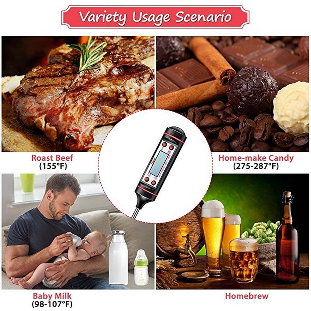 Termometru digital profesional pentru mancare, alimente, contine sonda de temperatura, pentru bucatarie si restaurante, alb